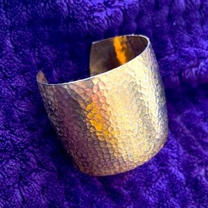 Gold Cuff Hammered Metal Band Bracelet